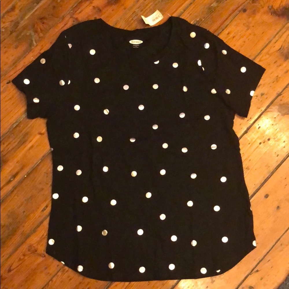 Old Navy Black and Silver Polka Dot Shirt